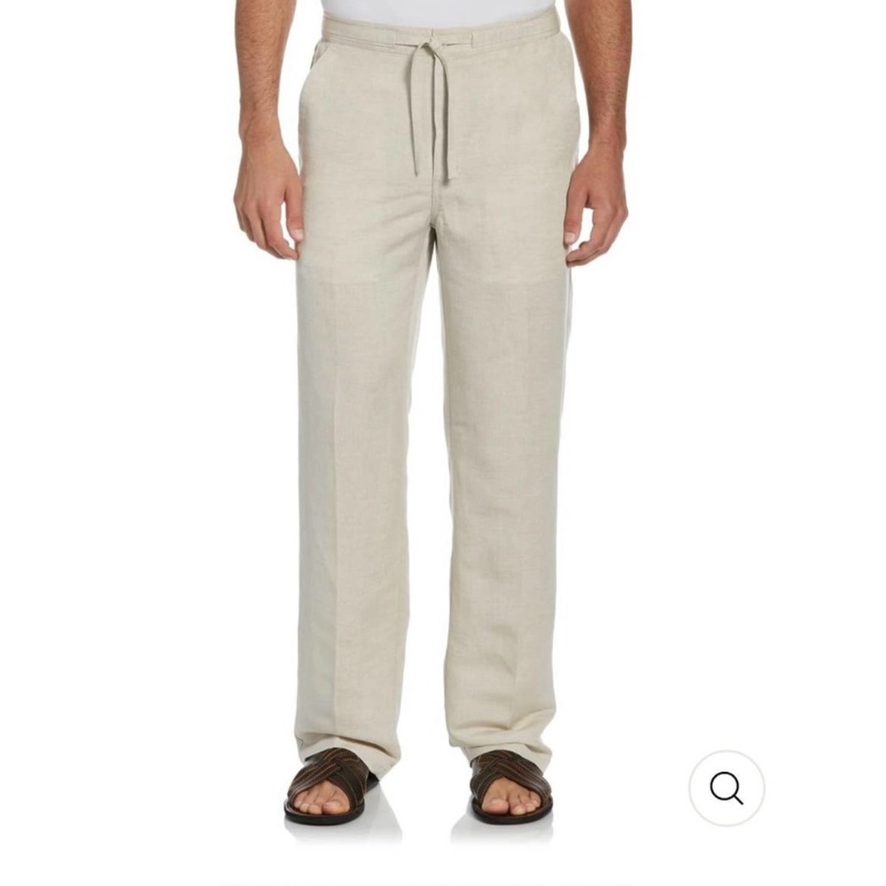 Cubavera Linen Blend Drawstring Waist Men's Pants Large 36-38 Beige